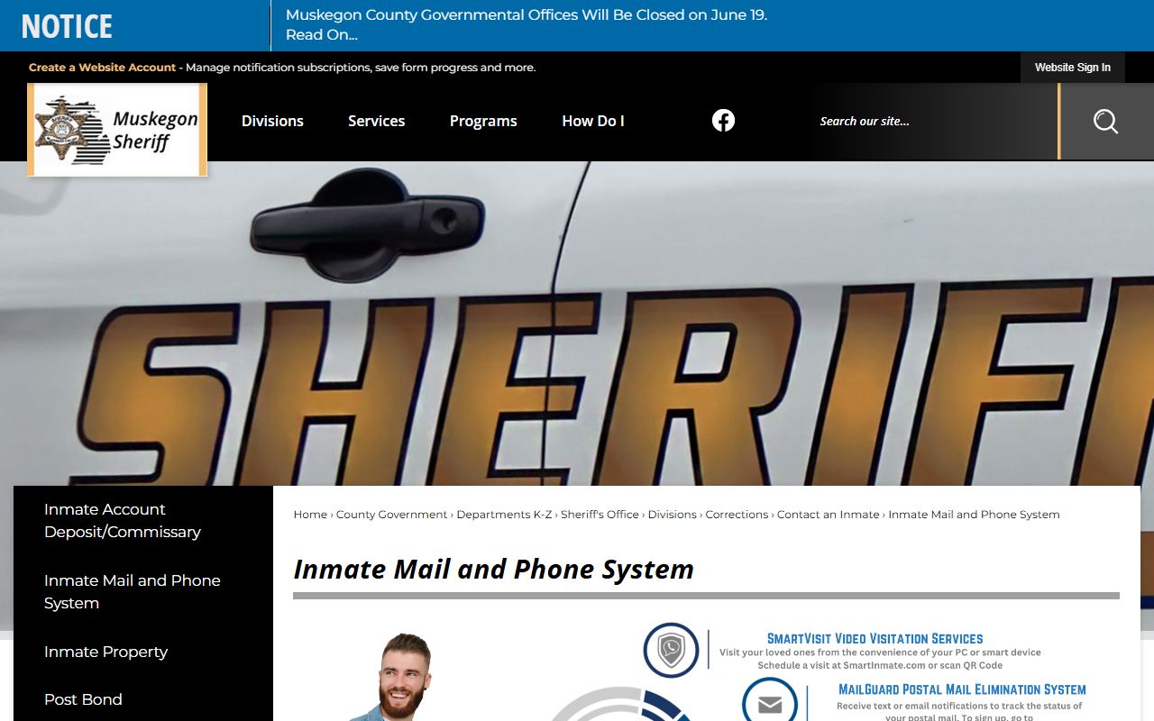 Muskegon County Jail MailGuard mailing address for inmate mail
